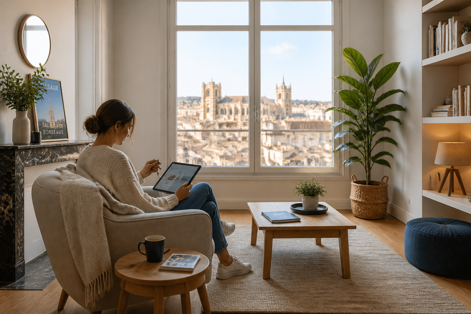 Interieur moderne a bordeaux avec vue panoramique
