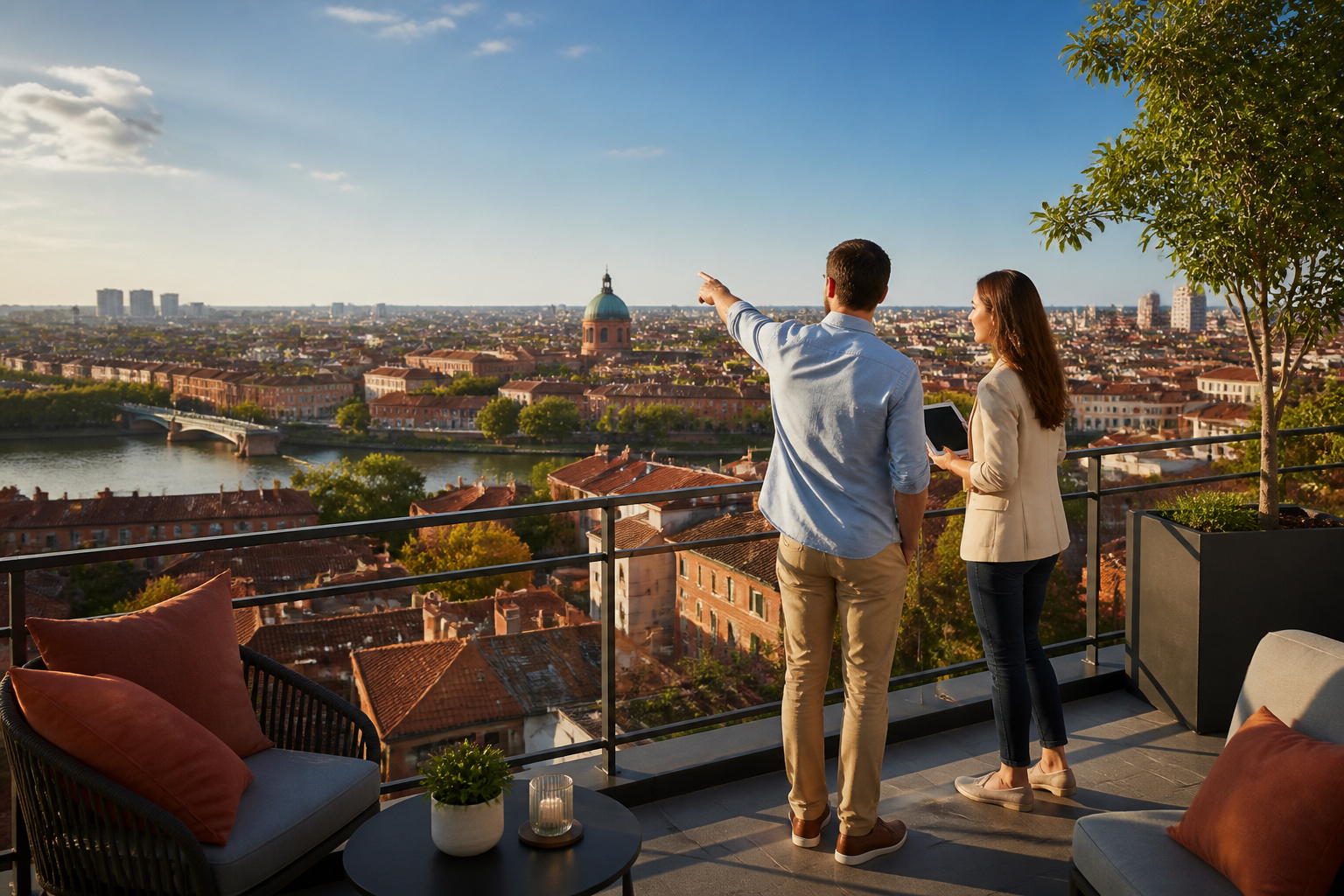 Vue panoramique de toulouse depuis un balcon